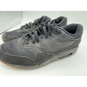 Men's Nike Air Max 1 Premium Size 12 Shoes Black Gum Soles AH8145-007 EUC SB4